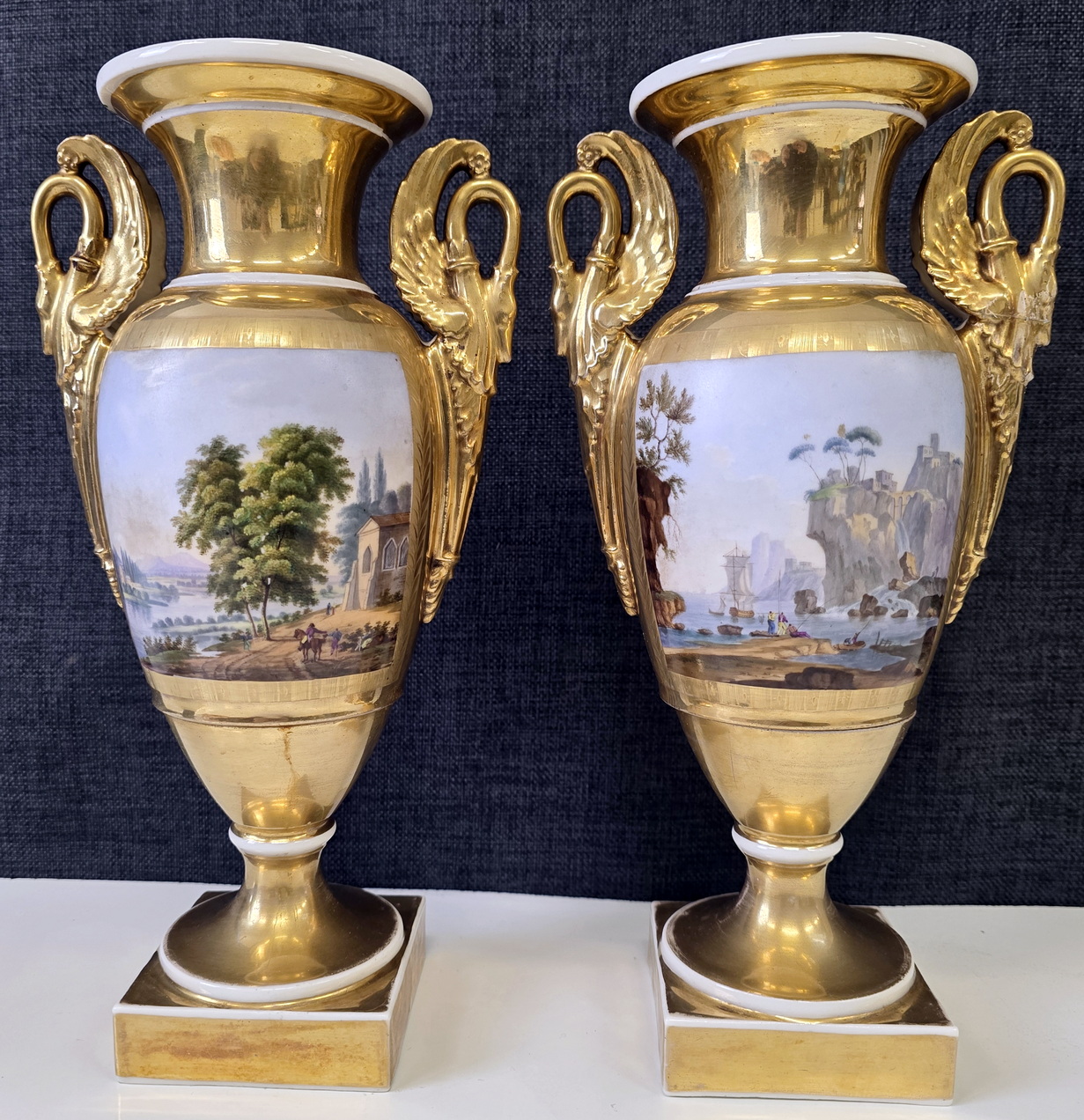 A pair of Paris Porcelain Empire Vases A pair of Paris Porcelain Empire Vases